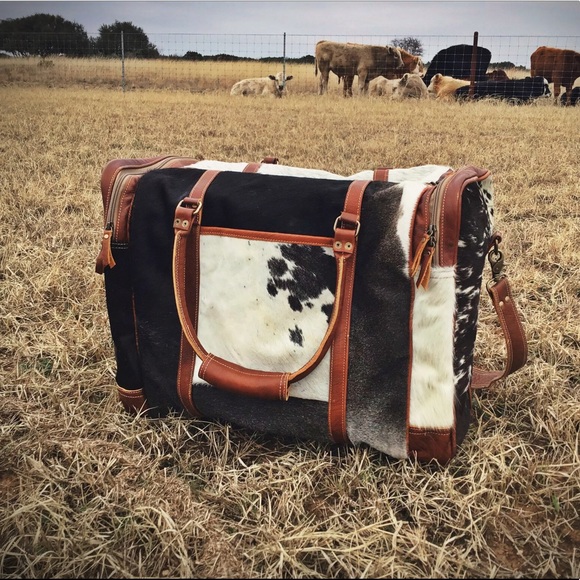 Myra Bag Bags Large Cowhide And Leather Duffle Travel Bag Poshmark